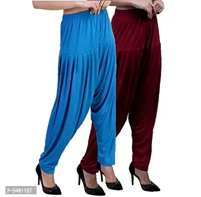 Casuals Women's Viscose Patiala Pants Combo Pack Of 2(Multicolored)-thumb2