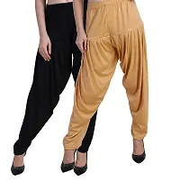 Casuals Women's Viscose Patiyala/Patiala Pants Combo 2(Black and Multi-Coloured)-thumb1