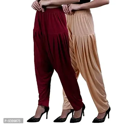 Casuals Women's Viscose Patiala Pants Combo Pack Of 2 (Multicolored)-thumb0