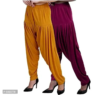 Casuals Women's Viscose Patiala Pants Combo Pack Of 2 (Multicolored)-thumb0