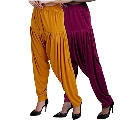 Stylish Cotton Solid Salwars For Women - Pack Of 2