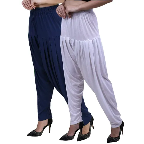 Stylish Cotton Solid Salwars For Women - Pack Of 2