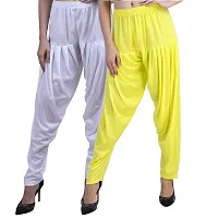 Casuals Women's Viscose Patiyala/Patiala Pants Combo 2 (White and Lemon Yellow; X-Large)-thumb1