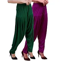 Casuals Women's Viscose Patiala Pants Combo Pack Of 2 (DarkGreen and M.Rose ; L)-thumb1