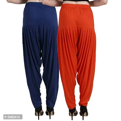 Casuals Women's Viscose Patiyala/Patiala Pants Combo 2(Navy Blue and Deep Orange; X-Large)-thumb3
