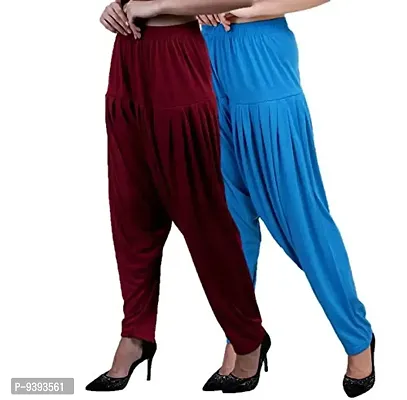 Casuals Women's Viscose Patiala Pants Combo Pack Of 2 (Multicolored)-thumb0