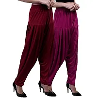 Casuals Women's Viscose Patiala Pants Combo Pack Of 2 (Maroon and Shell ; 3XL)-thumb1