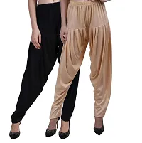 Casuals Women's Viscose Patiyala/Patiala Pants Combo 2(Black and Multi-Coloured)-thumb3