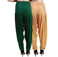 Casuals Women's Viscose Patiala Pants Combo Pack Of 2 (DarkGreen and Dark skin ; XL)-thumb3