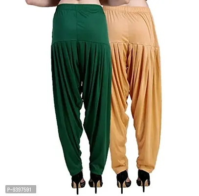 Casuals Women's Viscose Patiala Pants Combo Pack Of 2 (DarkGreen and Dark skin ; XL)-thumb4