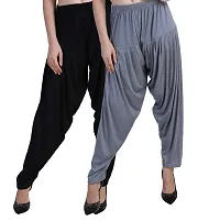 Casuals Women's Viscose Patiyala/Patiala Pants Combo 2(Black and Steel Grey; X-Large)-thumb1