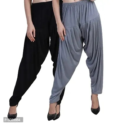 Casuals Women's Viscose Patiyala/Patiala Pants Combo 2(Black and Steel Grey; X-Large)-thumb2