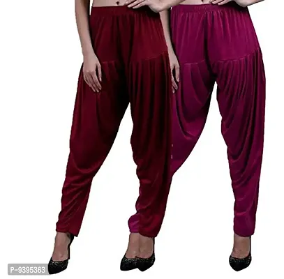 Casuals Women's Viscose Patiala Pants Combo Pack Of 2 (Maroon and Shell ; 3XL)-thumb3