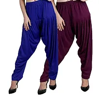 Casuals Women's Viscose Patiala Pants Combo Pack Of 2 (RoyalBlue and Dark Maroon ; L)-thumb2