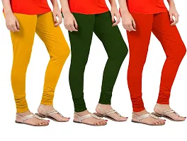 CASUALS Women's Regular Fit 4 Way Lycra Leggings Pack 0f 3(DarkGreen::Mustrad::Red)-thumb1