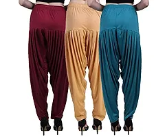 Casuals Women's Viscose Patiala/Patiyala Pants Combo Pack Of 3 (Maroon :: Biscuit :: Peacock Blue)-thumb3