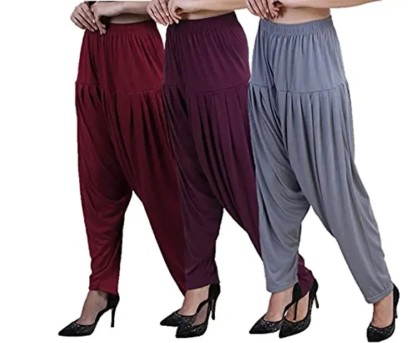 Stylish Viscose Patialas For Women - Pack Of 3