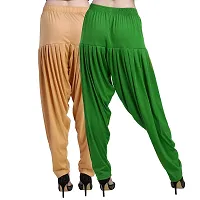 Casuals Women's Viscose Patiyala/Patiala Pants Combo 2(Biscuit and M.P.Green; Large)-thumb3