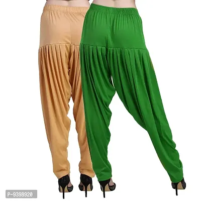 Casuals Women's Viscose Patiyala/Patiala Pants Combo 2(Biscuit and M.P.Green; Large)-thumb4