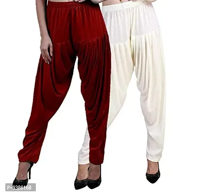 Casuals Women's Viscose Patiala Pants Combo Pack Of 2 (Multicolored)-thumb3