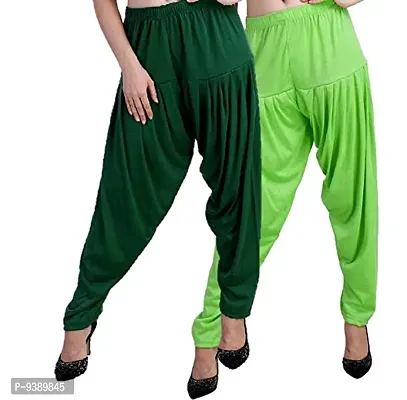 Casuals Women's Viscose Patiala Pants Combo Pack Of 2 (DarkGreen and Parret Green ; L)-thumb3