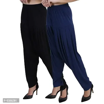 Casuals Women's Viscose Patiyala/Patiala Pants Combo 2(Black and Navy Blue; XX-Large)