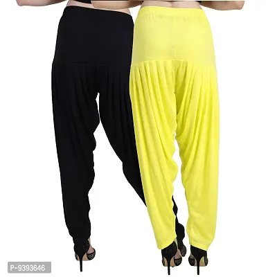 Casuals Women's Viscose Patiyala/Patiala Pants Combo 2 2 (Black and Lemon Yellow; X-Large)-thumb4