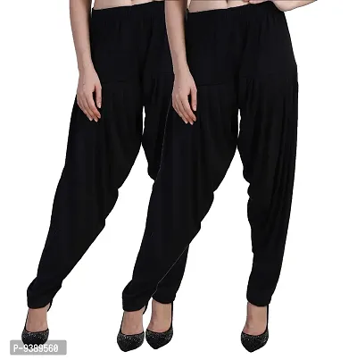 Casuals Women's Viscose Patiyala/Patiala Pants Combo 2(Black and Multi-Coloured)-thumb2