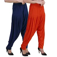 Casuals Women's Viscose Patiyala/Patiala Pants Combo 2(Navy Blue and Deep Orange; X-Large)-thumb1