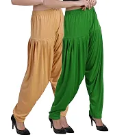 Casuals Women's Viscose Patiyala/Patiala Pants Combo 2(Biscuit and M.P.Green; Large)-thumb2