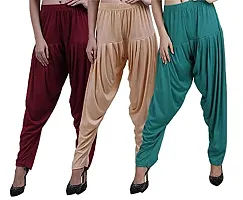 Casuals Women's Viscose Patiala/Patiyala Pants Combo Pack Of 3 (Maroon :: Lightskin :: Z.Green)-thumb2