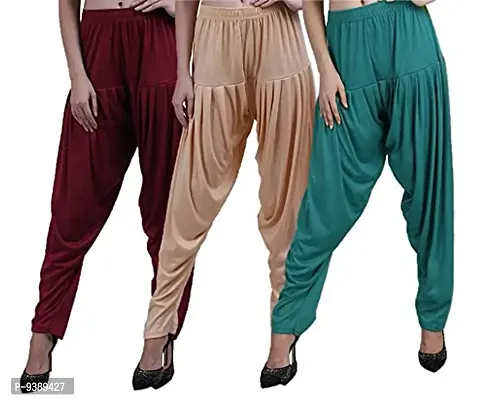 Casuals Women's Viscose Patiala/Patiyala Pants Combo Pack Of 3 (Maroon :: Lightskin :: Z.Green)-thumb3