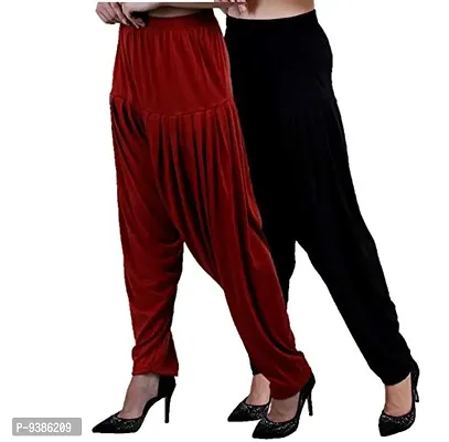 Solid Viscose Women's Patiala Pants Combo ( Pack Of 2 )