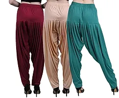 Casuals Women's Viscose Patiala/Patiyala Pants Combo Pack Of 3 (Maroon :: Lightskin :: Z.Green)-thumb3