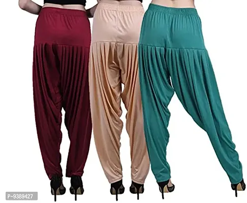 Casuals Women's Viscose Patiala/Patiyala Pants Combo Pack Of 3 (Maroon :: Lightskin :: Z.Green)-thumb4