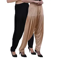 Casuals Women's Viscose Patiyala/Patiala Pants Combo 2(Black and Multi-Coloured)-thumb4