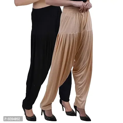 Casuals Women's Viscose Patiyala/Patiala Pants Combo 2(Black and Multi-Coloured)-thumb5