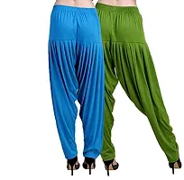 Casuals Women's Viscose Patiala Pants Combo Pack Of 2 (Cyan and Pista Green ; L)-thumb3