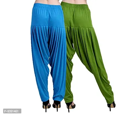 Casuals Women's Viscose Patiala Pants Combo Pack Of 2 (Cyan and Pista Green ; L)-thumb4