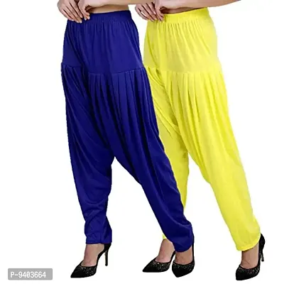 Casuals Women's Viscose Patiala Pants Combo Pack Of 2 (RoyalBlue and Lemon Yellow ; 3XL)