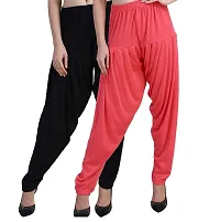 Casuals Women's Viscose Patiyala/Patiala Pants Combo Pack Of 2(Black and Dark Pink; X-Large)-thumb1