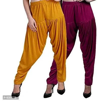 Casuals Women's Viscose Patiala Pants Combo Pack Of 2 (Multicolored)-thumb3