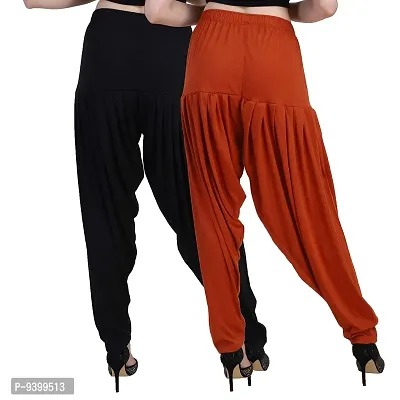 Casuals Women's Viscose Patiyala/Patiala Pants Combo 2(Black and Rust; Large)-thumb4