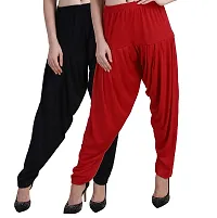 Casuals Women's Viscose Patiyala/Patiala Pants Combo 2(Black and Multi-Coloured)-thumb1