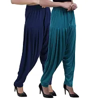 Casuals Women's Viscose Patiyala/Patiala Pants Combo 2(Navy Blue and Peacock Blue; X-Large)-thumb1