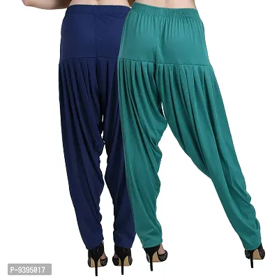 Casuals Women's Viscose Patiyala/Patiala Pants Combo 2 (Navy Blue and Multi-Coloured)-thumb3