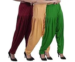 Casuals Women's Viscose Patiala/Patiyala Pants Combo Pack Of 3 (Multicolored)-thumb1