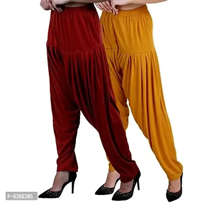 Casuals Women's Viscose Patiala Pants Combo Pack Of 2 (Multicolored)