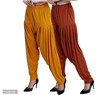 Casuals Women's Viscose Patiala Pants Combo Pack Of 2 (Multicolored)