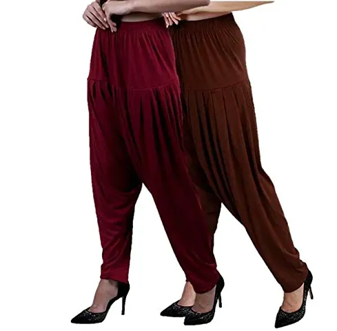 Stylish Cotton Solid Salwars For Women - Pack Of 2